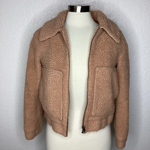 PRINCESS POLLY SIZE 0 TEDDY TAN BROWN DORIA JACKET SHERPA SOFT TOP GUC - Picture 4 of 13